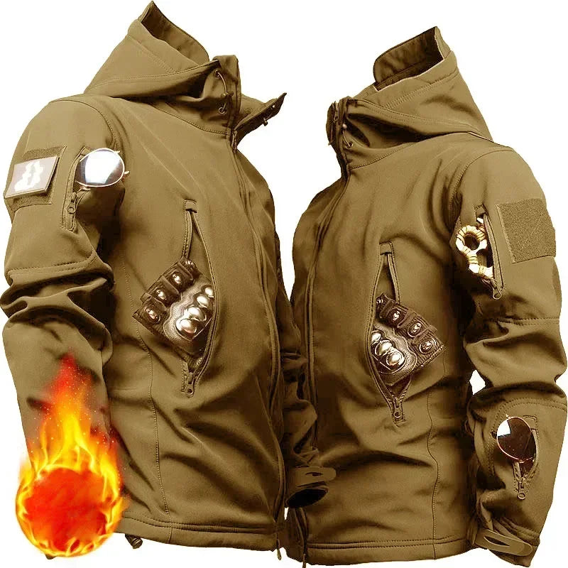 New Men's Winter Jacket Tactical  Sets Fleeced Sharkskin Windproof Waterproof Padding Suits Paintball Uniform Pockets Camo