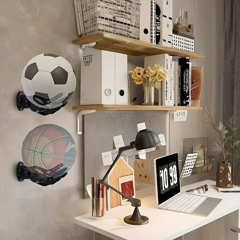 Wall-Mounted Ball Holder Hand Palm Shaped Wall Shelves Display Storage Rack for Basketball Soccer Volleyball Home Decor Crafts