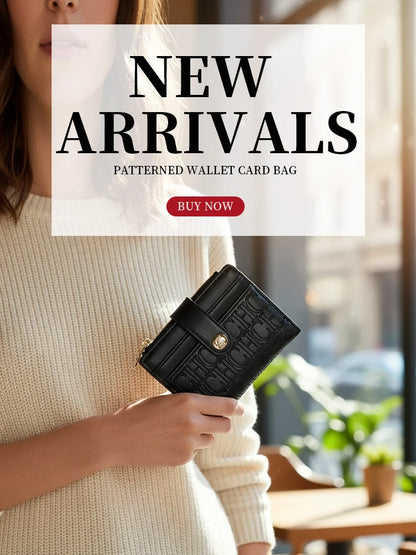 CH Luxury Brand Retro Design Business Card Bag Fashion Button Classic Folding Wallet Compact and Lightweight Women's Square Bag