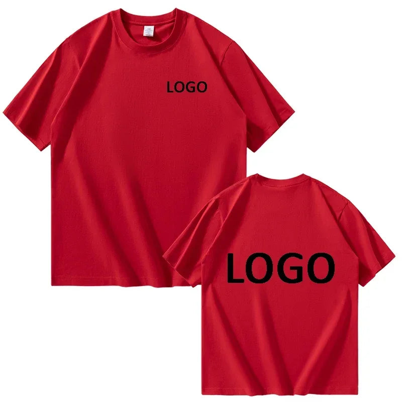 European Size 100% Pure Cotton Custom Men's T-Shirt Front and Back Logo Text Photos, Summer Breathable Short Sleeved Top2025