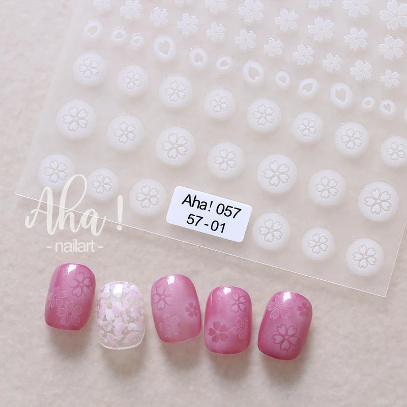 White Bloom Translucent Hollow Butterfly Heart Nail Sticker Press on Nails Decals Hollow Heart Star Moon Shape Sticker Sliders