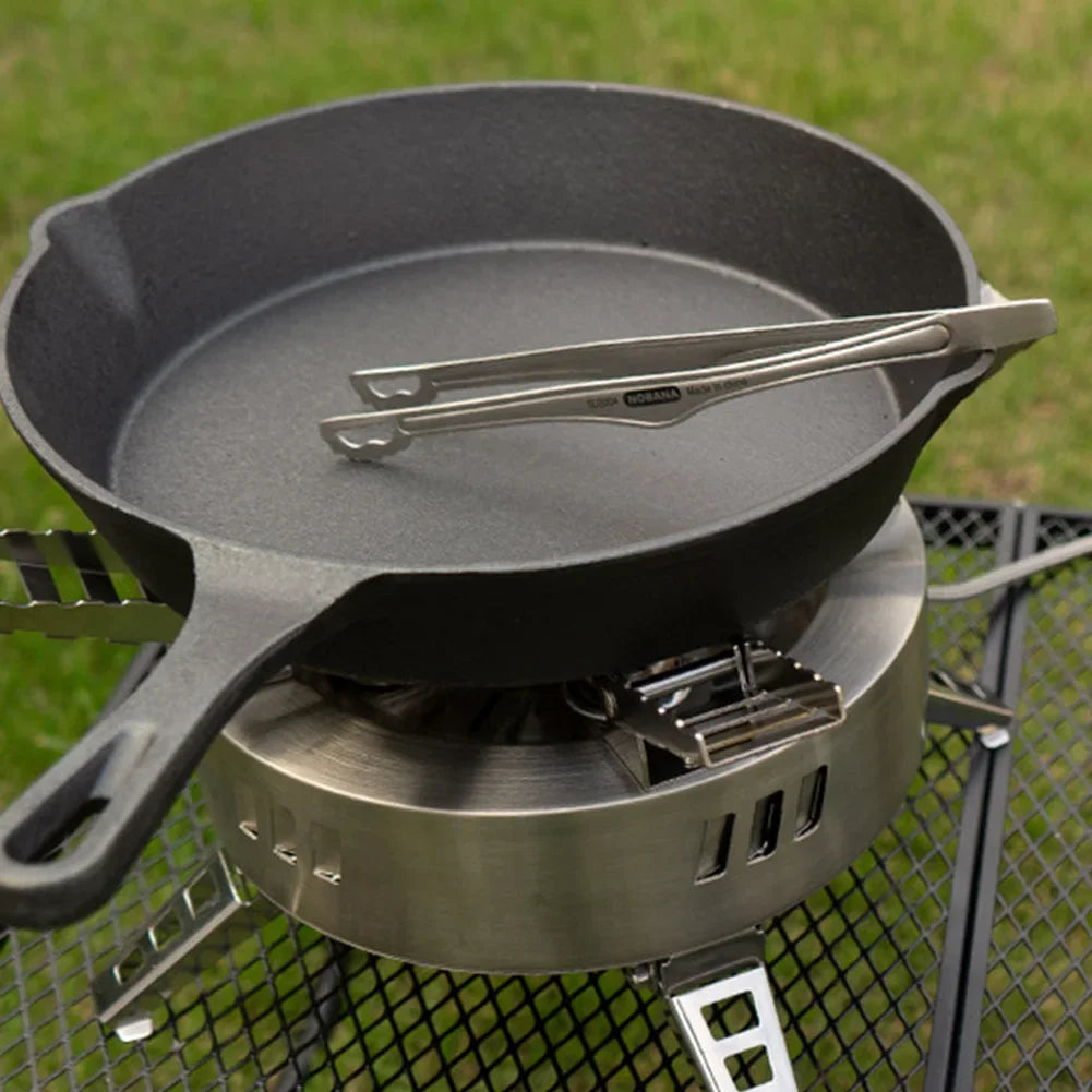 NOBANA Camping Clip Stainless Steel Kitchen Beef Food Tongs Ultralight Heat-Resistant Reusable Camping Cookware for BBQ Picnic