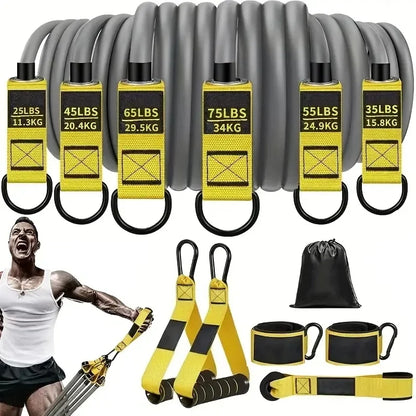 Resistance strap with handle used for muscle training, strength building body shaping, yoga, home fitness equipment - natural