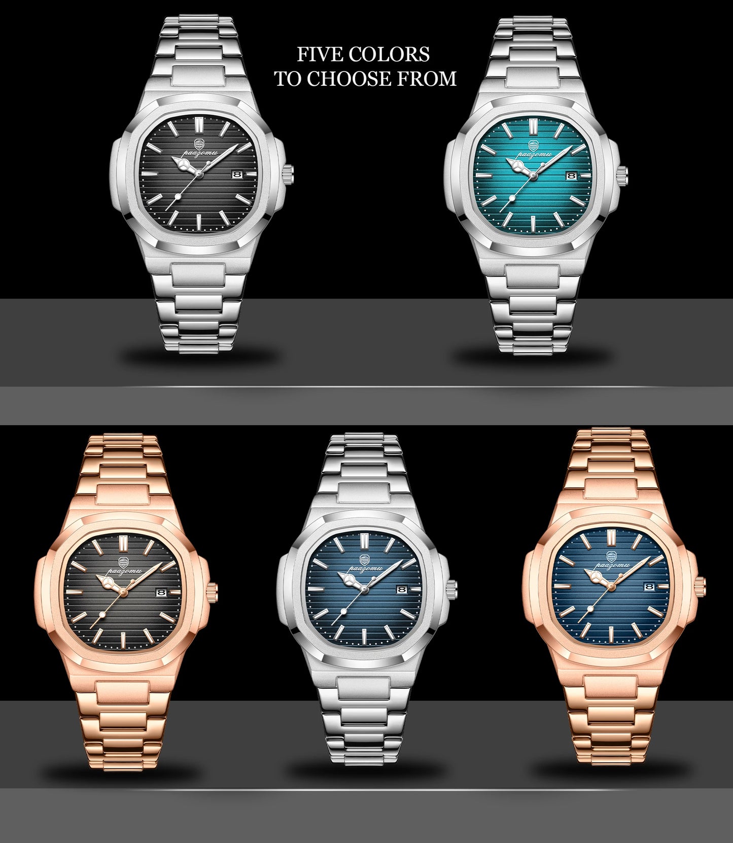 PAAZOMU Top Luxury Brand Man Watch Sports Waterproof Luminous Date Men Wristwatch Square Dial Quartz Men's Watches High Quality