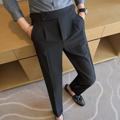 Business Casual Men's Suit Pants Breathable Versatile Korean Style Lightweight Luxury West Pants for Office Work Slim Fit