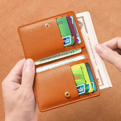 2025 Women's New Simplified Folding Button Small Wallet Soft Leather for Driver's License Male Student Card Bag