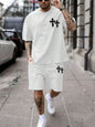 New Men's Summer Set Short-Sleeve T-Shirt Two-Piece Set Stylish Athletic Wear 3D Gradient Print Casual Shorts and T-Shirt Set