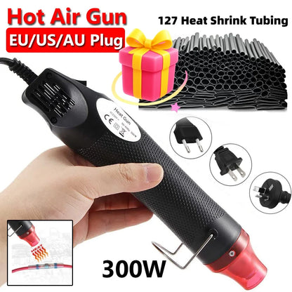 300W Hot Air Gun Portable Mini Heater for DIY Craft Embossing Shrink Wrapping PVC Multi Function Handheld Electrical Heat Tool