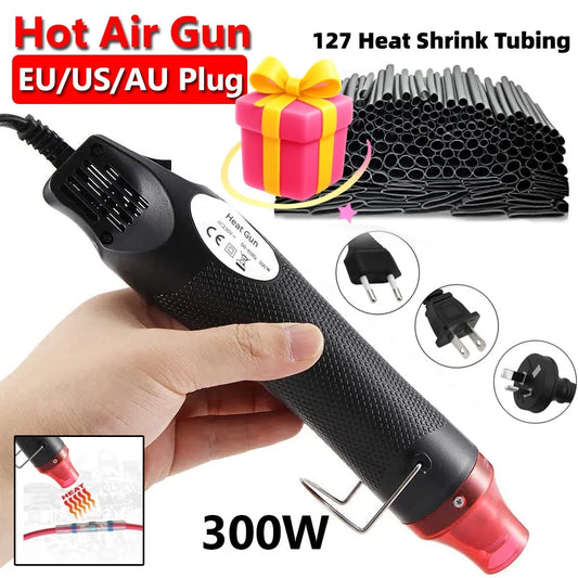 300W Hot Air Gun Portable Mini Heater for DIY Craft Embossing Shrink Wrapping PVC Multi Function Handheld Electrical Heat Tool