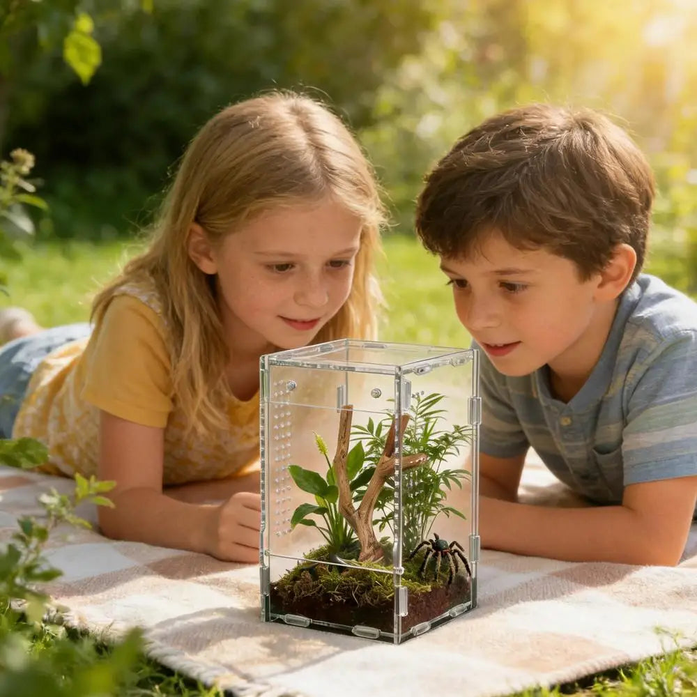 Acrylic Transparent Reptile Terrarium Breeding Box amphibian Cage Nano Arboreal Tarantula Enclosure Jumping spider Reptiles Habi