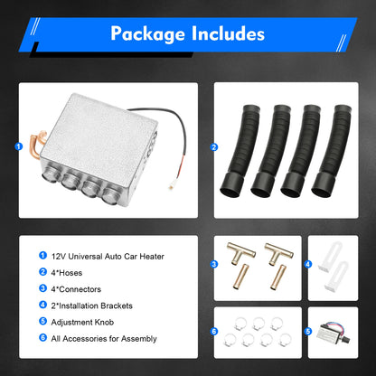 12V 4-in-1 Car Heater with Defogger Defroster Fan, Energy Efficient Auxiliary Heating & Ventilation for Trucks Vehicles