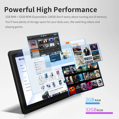 Pritom 7 Inch Tablet PC, Android 13 Quad Core, 4GB(2+2GB Virtual) RAM 32GB ROM, WiFi, Dual Camera, USB C, with Leather Case