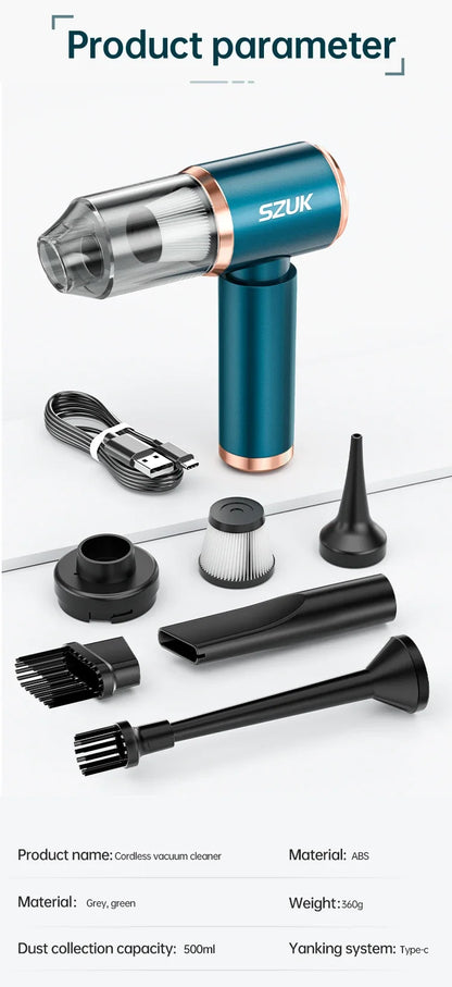 SZUK Portable Car Vacuum Cleaner 165000Pa Powerful Wireless Vacuum Cleaner Strong Suction Handheld Mini Vacuum Cleaner for Car