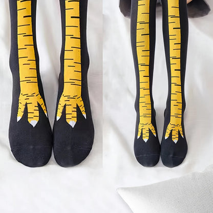 1/2/5/10 Pairs Women Knee High Socks Trendy Cartoon Funny Chicken Claw Socks Fitness Sport Casual Slim Leg Long Tube Socks Women