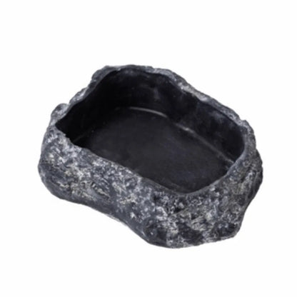 Anti-slip Climbing Pet Food Bowl Easy Clean Realistic Stone Reptile Drinking Water Feeding Tray Safe Durable Reptile Food Bowl