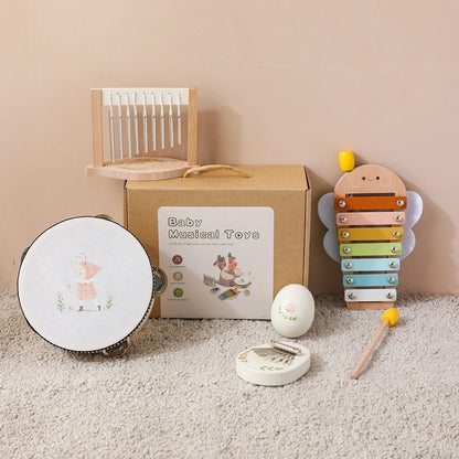 Montessori Music Instruments Baby 0 12 Months Toys Drum Xylophone Kids Early Educational Wooden Instruments Baby Toys Musical
