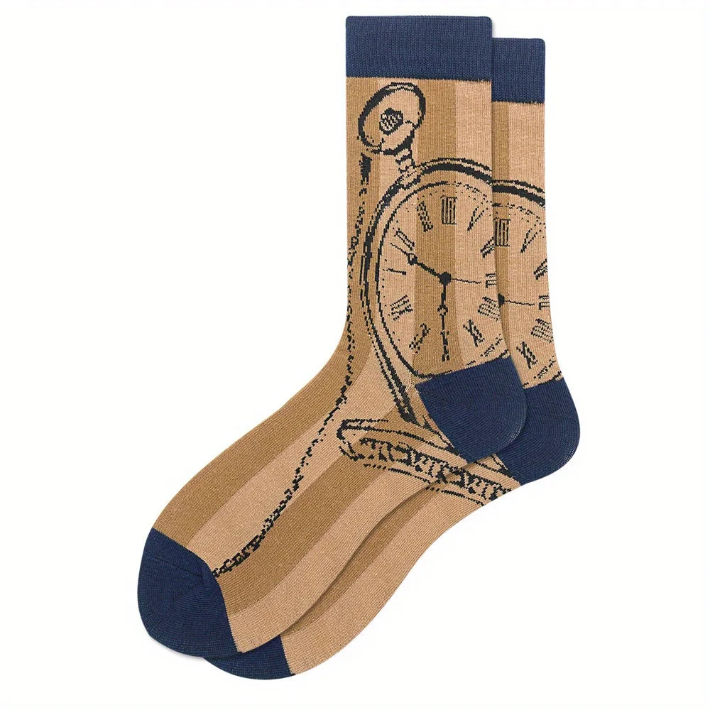1 pair of men's cartoon printed tool pattern with unique and personalized long socks men  socks