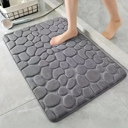 Non Slip Coral Velvet Floor Mat Embossed Stone Memory Foam Thick Absorbent Bathroom Household Indoor Rug Decor