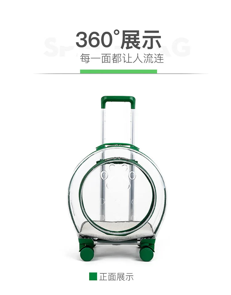 pet trolley case portable dog going out transparent trolley bag large capacity two cats