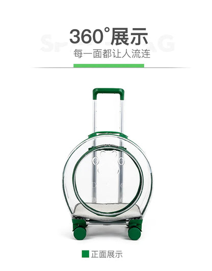 pet trolley case portable dog going out transparent trolley bag large capacity two cats