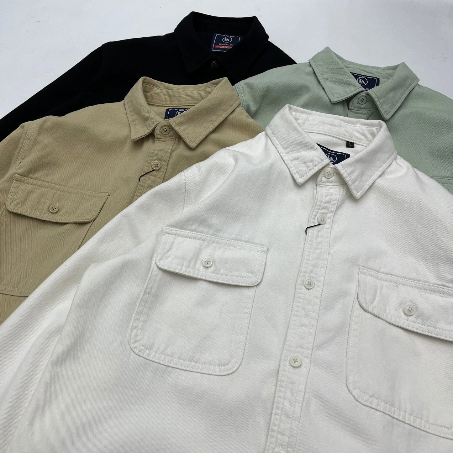 Autumn New Japanese Retro Heavyweight Twill Long-Sleeve Turn-down Collar 100% Cotton Shirt Men's Fashion Washed Casual Blouses