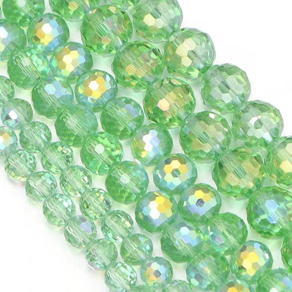 6/8/10mm Sizes Faceted Glass Beads 96-faceted Pink Blue Crystal Earth Beads Faceted Cut Style Plating Clear Jewelry Making Beads