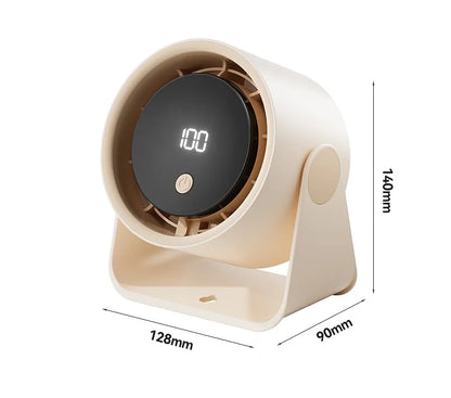 Desktop Fan Low-noise and Silent 100-speed Adjustable LED Display, Large-capacity Mini Desktop Wall-mounted Fan 1800mah