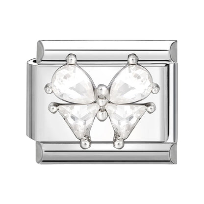 New Shiny Zircon Heart Butterfly Flower Star Bow Italian Charm Links Fit 9MM Stainless Steel Bracelet Girls' DIY Making Gift