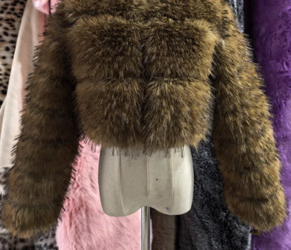 Short Coat Women Faux Fur Fox Coats Jackets Turn Down Collar Coat Thick Y2k Streetwear Jacket Work Outerwear Autumn Winter 2025