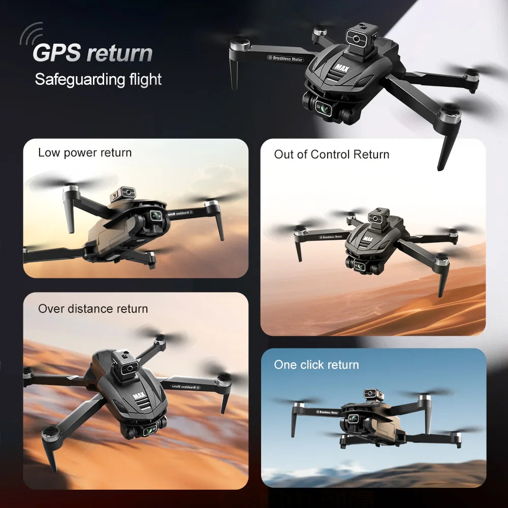 V168 MAX GPS Drone Professional 4K Dual Camera Brushless Obstacle Avoidance Security Drones with Large Screen Control Quadcopter