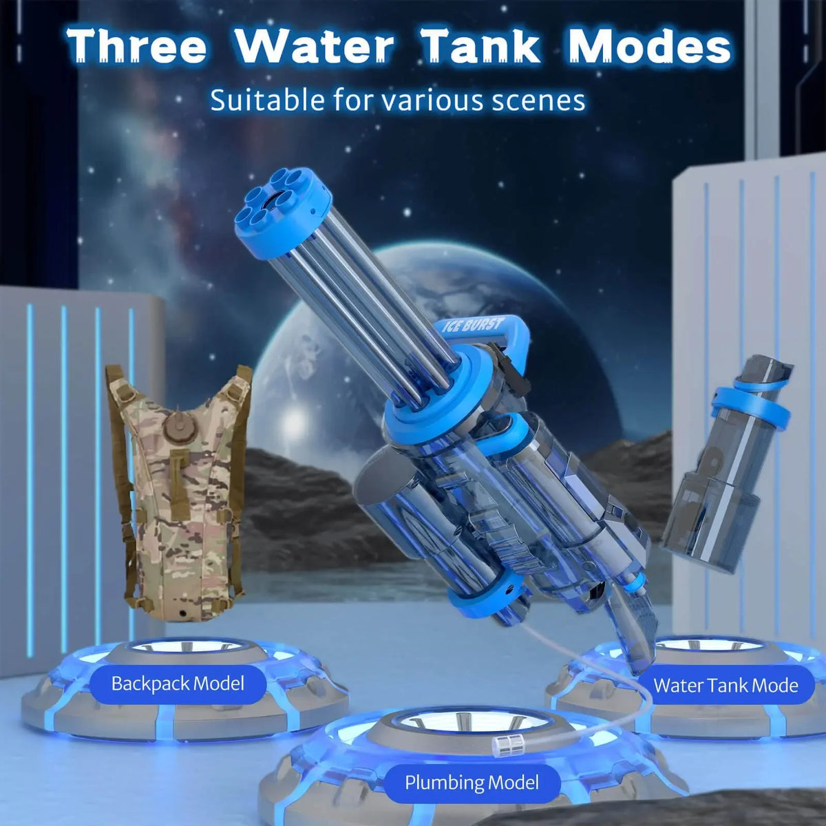 2025 The Strongest Gatling Electric Water Gun Toy, Summer Beach Pool Battle Light Shooting Water Gun Boy Adult Children Gifts