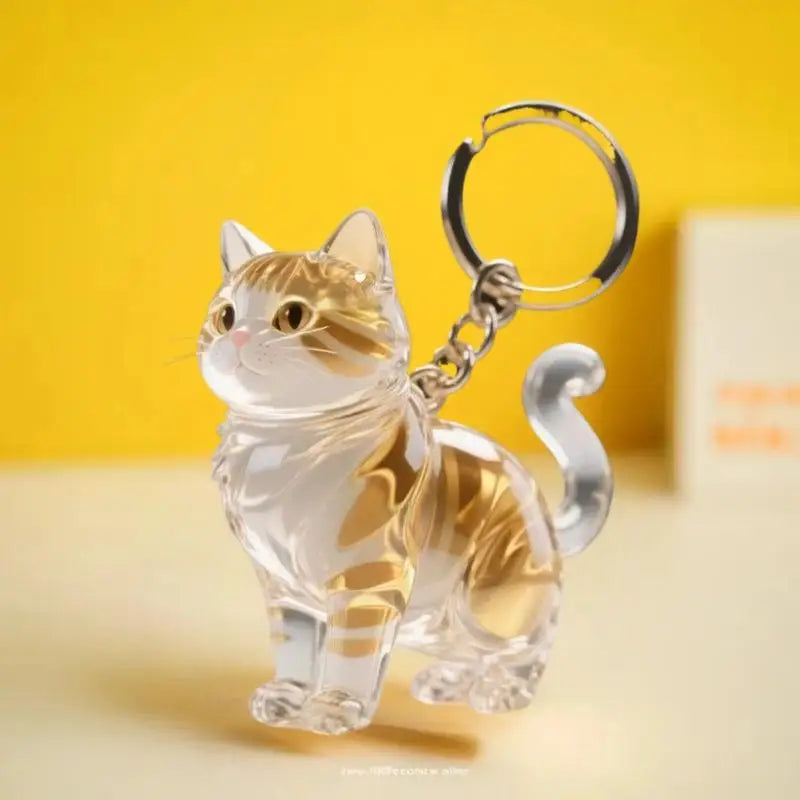 Cute Animal Fur Capsule Keychain, Transparent Cat Hair Bag Pendant, Souvenir Collection and Gift Decorative Accessory