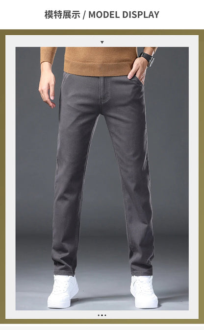 Classic Style 3 Colors Autumn Men's Slim Brown Jeans High Quality Business Casual High Stretch Denim Pants Male Brand Trousers
