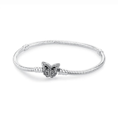 Original 925 Sterling Silver Bracelets Love Heart Moon Flower Butterfly Pave CZ Bracelets For Women DIY Jewelry Party Gift