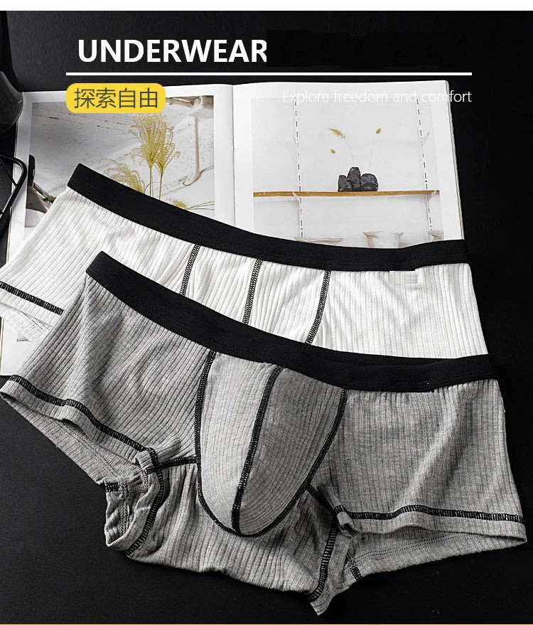 Large-bag personalized design men's underwear, sweat-absorbing, thin, breathable, U-convex four-corner men's underwear