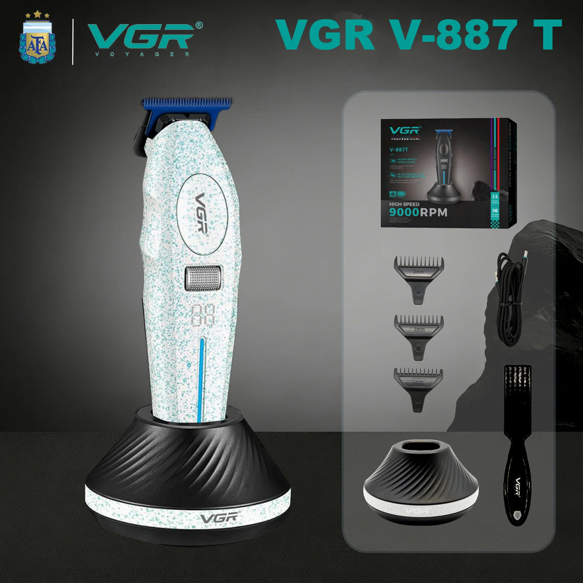 VGR Hair Trimmers Professional Haircut Machine 9000 RPM Hair Clippers Electric Trimmers Rechargeable Hair Trimmer for Men V-887