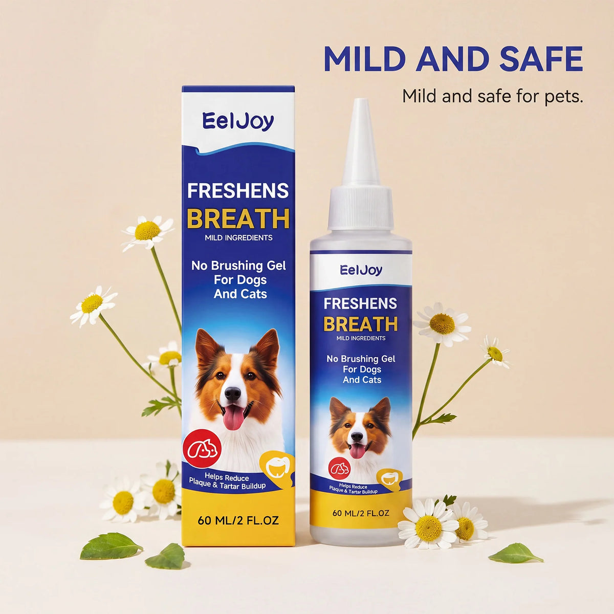 EELJOY Pet Dental Care Gel Reducing Plaque Tartar & Bad Breath Freshing Natural Formula No Brushing Gum Health Pet Oral Cleaner