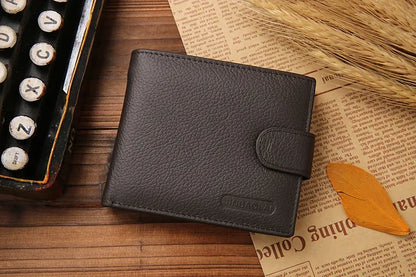 100% Genuine Leather Men Wallets Premium Product Real Cowhide Wallets for Man Short Black Walet Portefeuille Homme