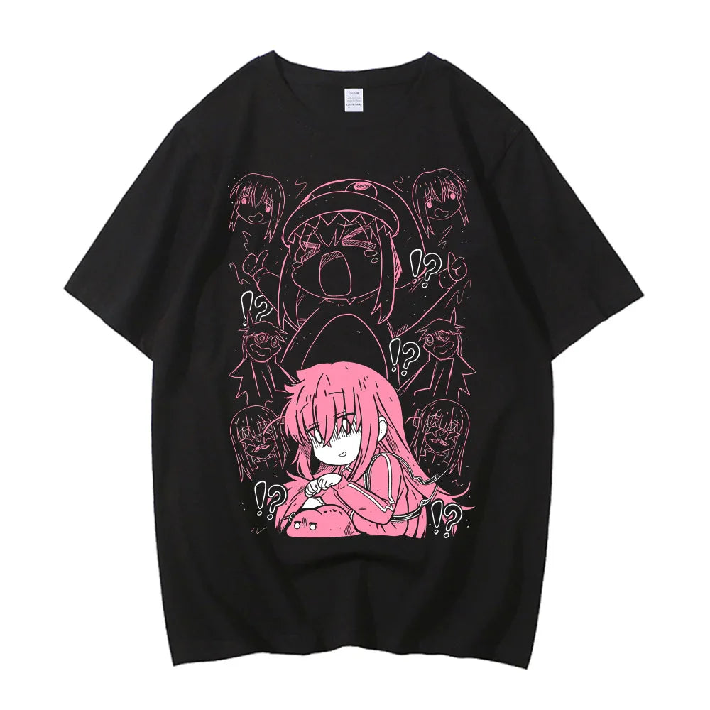 Unisex Anime Cos BOCCHI THE ROCK Hitori Gotoh Ljichi Nijika Cotton Casual Short Sleeve Tees High Quality Streetwear