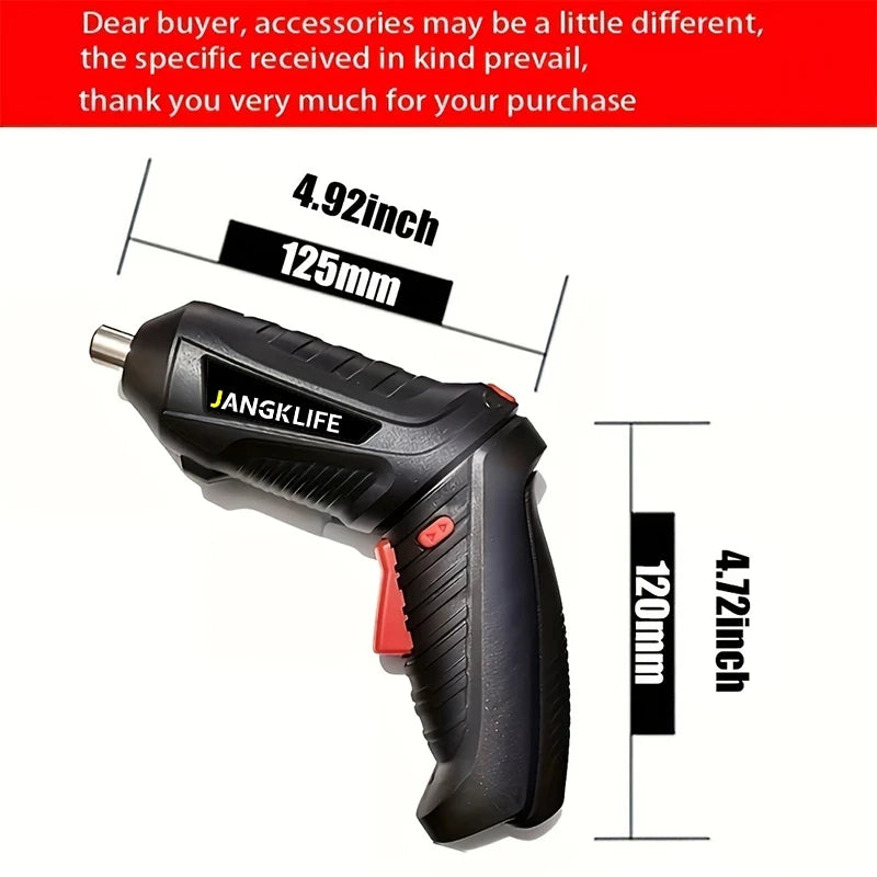 JANGKLIFE Electric Screwdriver Battery Rechargeable Cordless Screwdriver Powerful Impact Wireless Screwdriver Drill