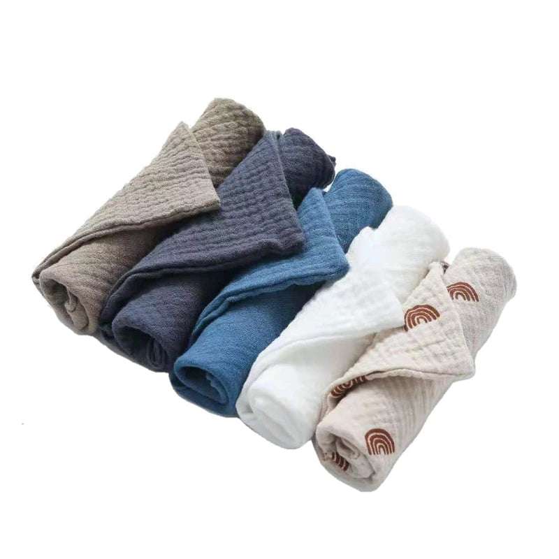 5 PcsWashcloth Facecloth Handkerchief Muslin Cloth Feeding Bib Infant Wash Hand Face Wipes Baby Cotton Square Towels G99C