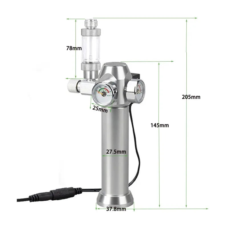 Aquarium CO2 Regulator Solenoid Valve Bubble Counter Small Gas Bottle 3-8UNF with Sleeve Fish Tank CO2 Pressure Reducing Valve