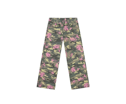 2025 Four Seasons Men's Youth Popular Multi color Pattern Camouflage Pants Basic Versatile Straight Wash Casual Cowboy Pants