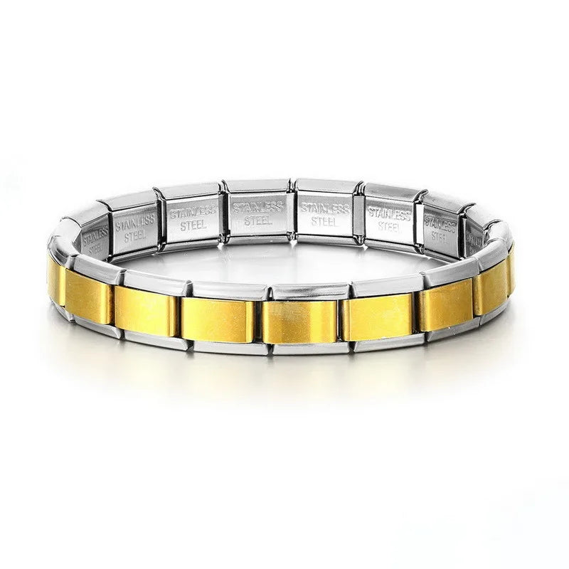 New Women's Men's Jewelry DIY 9MM Width Italian Elastic Charm Bracelet Solid Color Stainless Steel Fashion Bangle