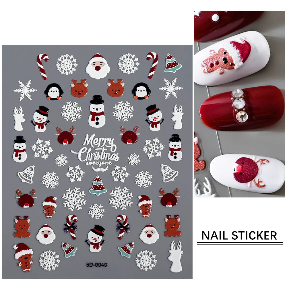 1sheet 5D Halloween Nail Stickers Pink/Green/Black Cartoon Pattern Nail Art Slider DIY For Sweet Cool Girl Cute Nail Decoration