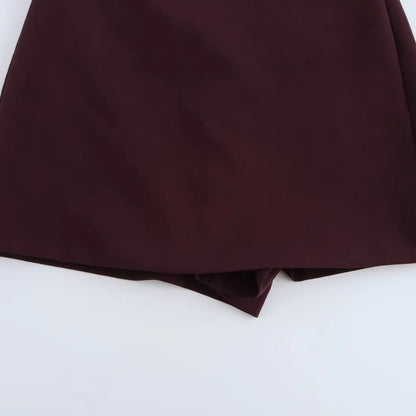 High Waist Solid Skort for Women Fashion Side Zipper Female Shorts Skirts Mujer
