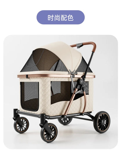 Foldable Large Giant Dog Stroller Lightweight Portable Multi Cat Pet Carrier for Senior Dogs Outdoor Travel