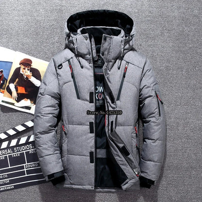 -20 Degree Winter Down Coat Men White Duck Down Parkas Jacket Mens Thick Warm Snow Parka Jacket Overcoat Windbreaker Warm Parkas