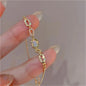 Dainty Flower Geometric Bracelet New High-End Minimalist Zircon Charm Blade Chain Women’s Bracelet Party Jewelry Gift