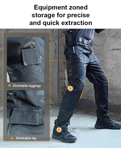 Men's Tactical Pants Outdoor Multi-functional Training Pants with Pockets Waterproof Quick-drying Cargo Pants